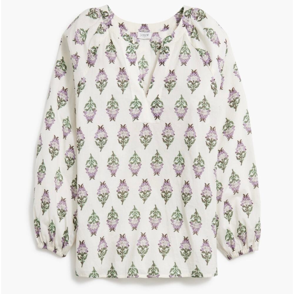 J.Crew NWT Women’s Spring 2025 Splitneck Floral Printed Popover Blouse size M